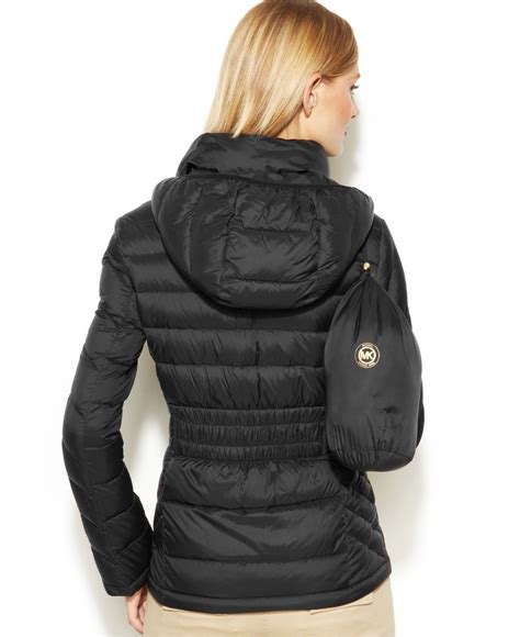 michael kors lightweight puffer jacket black|Michael Kors packable puffer.